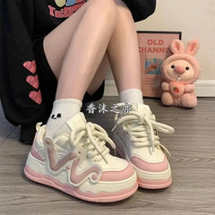 Platform Sneakers Skateboard Shoes Women Casual Flats Kawaii Vulcanize Summer 2024 Korean Footwear Tennis Female