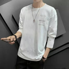 Spring Autumn Fashion Trend Letter Print T-shirts Men Long Sleeve Loose Casual Tops Man Hip Hop All Match Y2K Male Street Wear