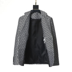 Tailored Male Formal Blazer Party Wear Trend Brand Fashion Black White Striped Coat Wedding Dress Men Clothing Americana Jacket