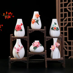 Ceramic Vase Decoration White Porcelain Handmade Pinch Traditional Artisan Vase Antique Shelf TV Cabinet Dining-Table Decoration