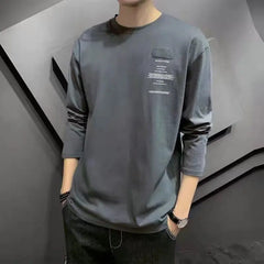 Spring Autumn Fashion Trend Letter Print T-shirts Men Long Sleeve Loose Casual Tops Man Hip Hop All Match Y2K Male Street Wear
