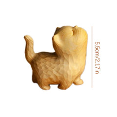 Tiny Cute Wooden Cat,Cute Animal Figurine Cat Ornament,Handmade Wood Carved Cat Sculpture Statue,Miniature Cat Figurine Crafts