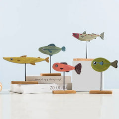 Nordic Wood Fish Sculpture Animal Artistic Sculpture Living Room Office Home Decoration Handmade Crafts Holiday Gift