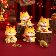 Portable Dragon Statue Blessing Handmade Miniature Resin Dragon Ornaments Microlandscape Craft Zodiac Sculptures Living Room