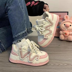 Platform Sneakers Skateboard Shoes Women Casual Flats Kawaii Vulcanize Summer 2024 Korean Footwear Tennis Female