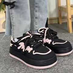 Trendy Black Pink Shoes Y2k Hip Hop Casual Board Shoes 2023 New Women's Shoes Skateboard Sports Ankle Boots Female Girls Gifts
