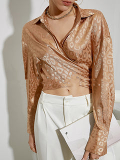 Euramerican Style Brown Lace Pure Color Long Sleeves
