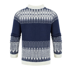 Men's Crewneck Pullover Sweater Unisex Fair Isle Long Sleeve Knitted Sweater