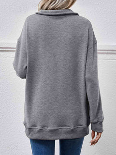 Collared Neck Dropped Shoulder Sweatshirt