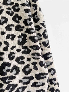 Leopard Round Neck Long Sleeve Sweater