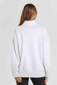 Half Sanp Drop Shoulder Long Sleeve Sweatshirt