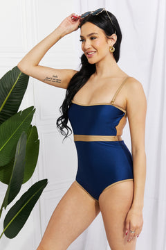 Marina West Swim Wave Break Contrast Trim One-Piece