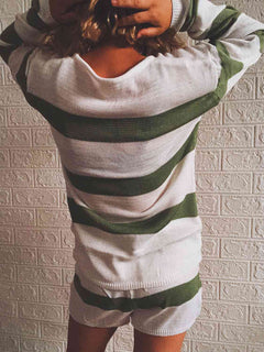 Striped Knit Top and Shorts Set