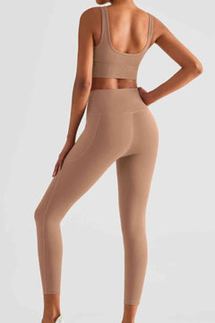 Wide Waistband Sports Leggings with Pockets